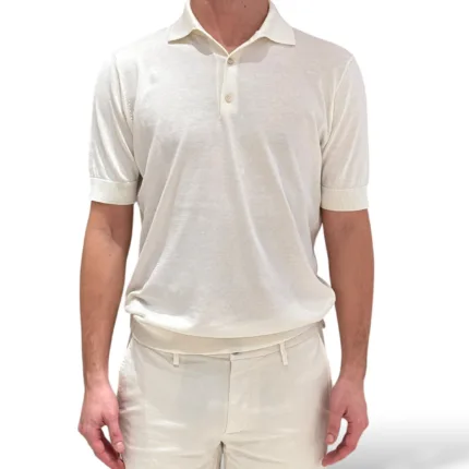 Polo Manica Corta 3 Bottoni Filippo De Laurentiis Avorio art. PL1MC CR14R 020