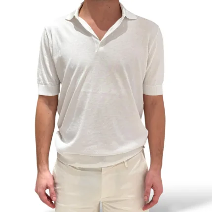 Polo Manica Corta 3 Bottoni Filippo De Laurentiis Bianco art. PL1MC CR14R 001