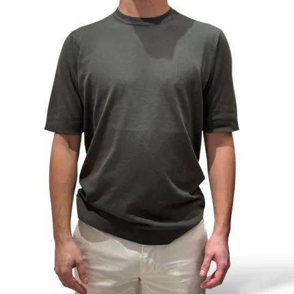 T-shirt in Crepe Cotton Filippo De Laurentiis Verde Militare art TS0MC CR14R 570