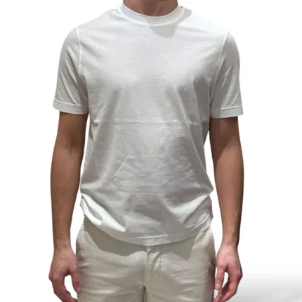 T-shirt in Crepe Cotton Liscio Filippo De Laurentiis Bianco Ottico art. TSMC JCREPE U001