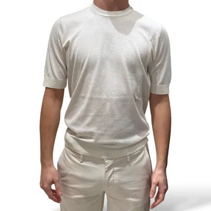 T-shirt con Elastico in Vita in Crepe Cotton Filippo De Laurentiis Avorio art GC1MC CR14R 020