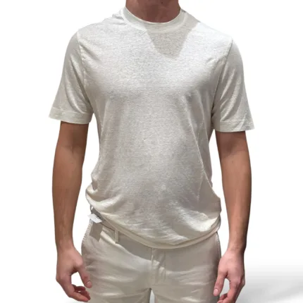T-shirt in Lino Filippo De Laurentiis Avorio art TSMC JERLIN U031