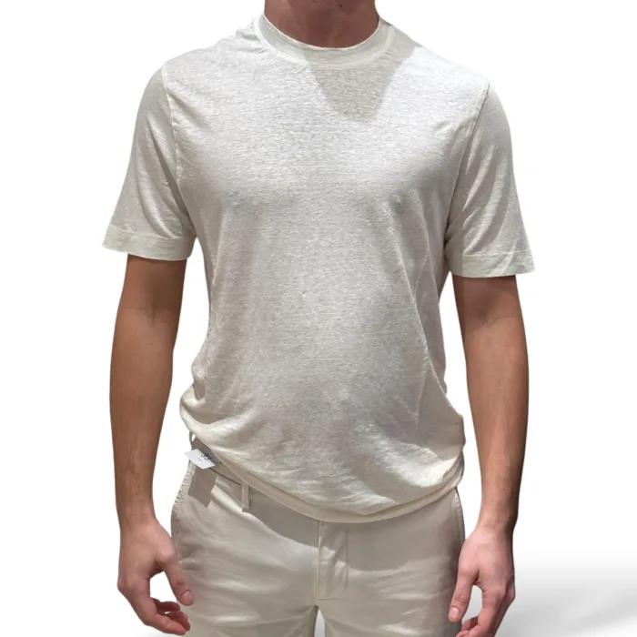 T-shirt in Lino Filippo De Laurentiis Avorio art TSMC JERLIN U031, foto 1 di 3