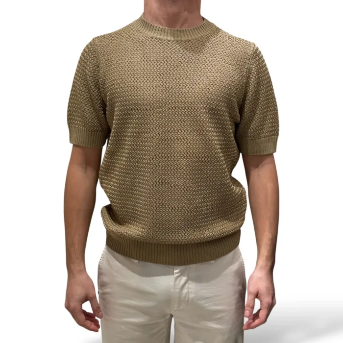 T-shirt in Cotone Tramato Filippo De Laurentiis Cammello art GC3MC CM7B 061, foto 1 di 3