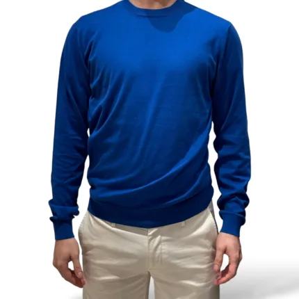 Maglione Girocollo in Cotone Superlight Filippo De Laurentiis Blu Elettrico art GC1ML SU18R 851