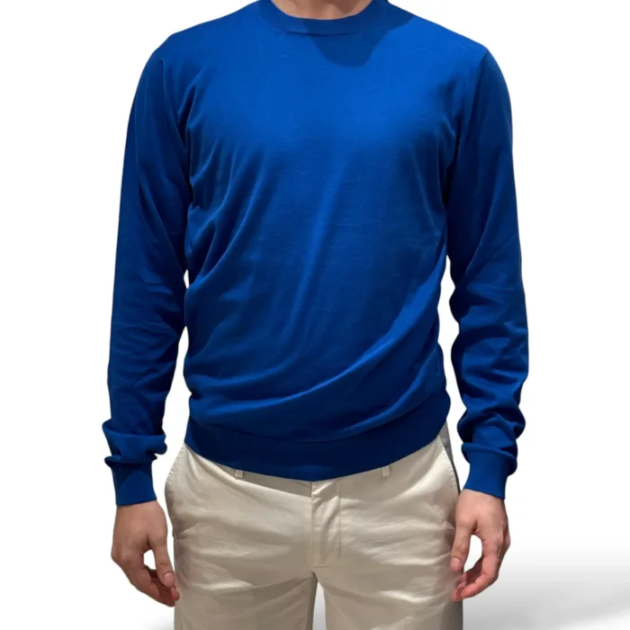 Maglione Girocollo in Cotone Superlight Filippo De Laurentiis Blu Elettrico art GC1ML SU18R 851, foto 1 di 3