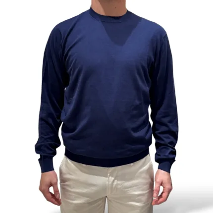 Maglione Girocollo in Cotone Superlight Filippo De Laurentiis Blu Notte art GC1ML SU18R 880
