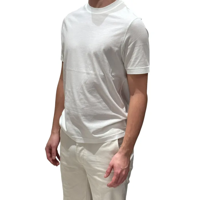 T-shirt in Crepe Cotton Liscio Filippo De Laurentiis Bianco Ottico art. TSMC JCREPE U001, foto 2 di 3