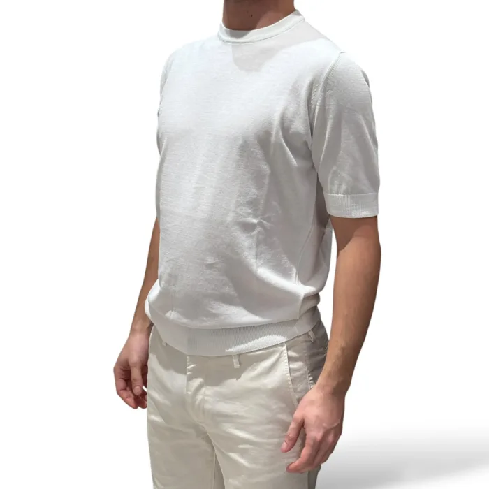 T-shirt con Elastico in Vita in Crepe Cotton Filippo De Laurentiis Bianco Ottico art GC1MC CR14R 001, foto 2 di 3