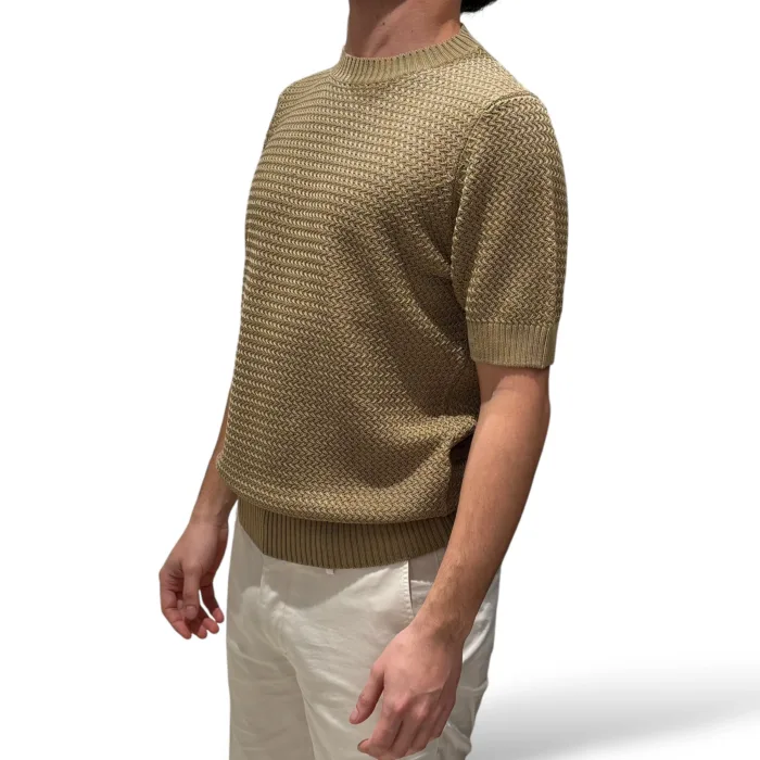 T-shirt in Cotone Tramato Filippo De Laurentiis Cammello art GC3MC CM7B 061, foto 2 di 3