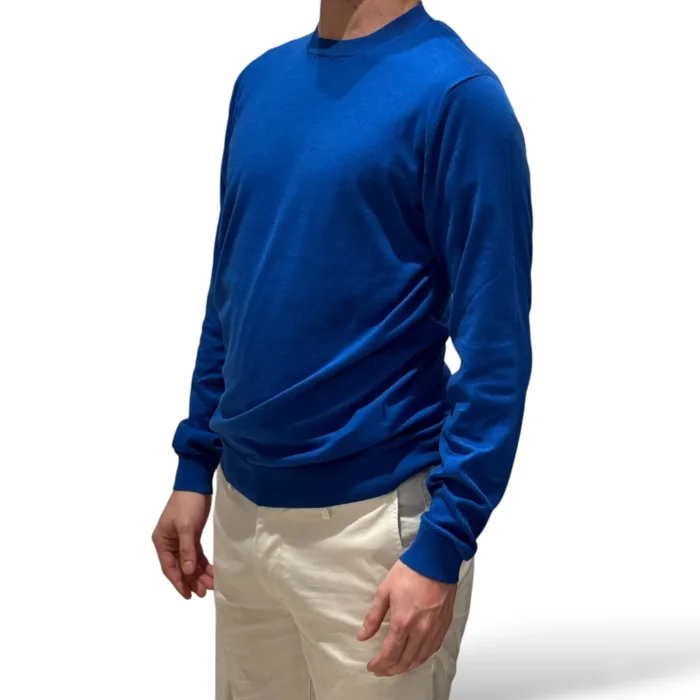 Maglione Girocollo in Cotone Superlight Filippo De Laurentiis Blu Elettrico art GC1ML SU18R 851, foto 2 di 3