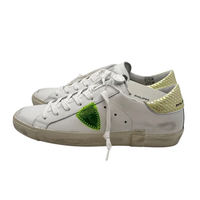 Sneakers Donna Philippe Model Paris Prsx In Pelle Bianca Spoiler Giallo Fluo art. PRLD VY11, foto 4 di 6