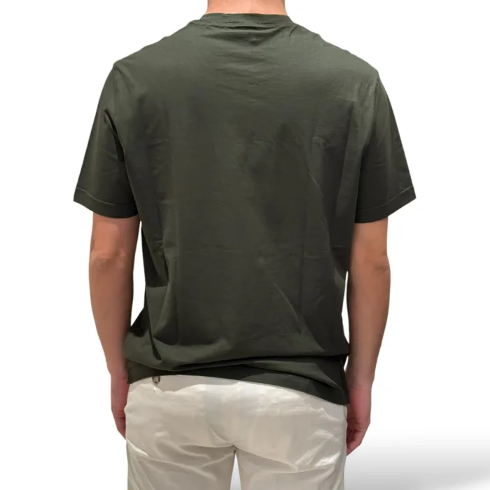 T-shirt in Crepe Cotton Liscio Filippo De Laurentiis Verde Militare art TSMC JCREPE U591, foto 3 di 3