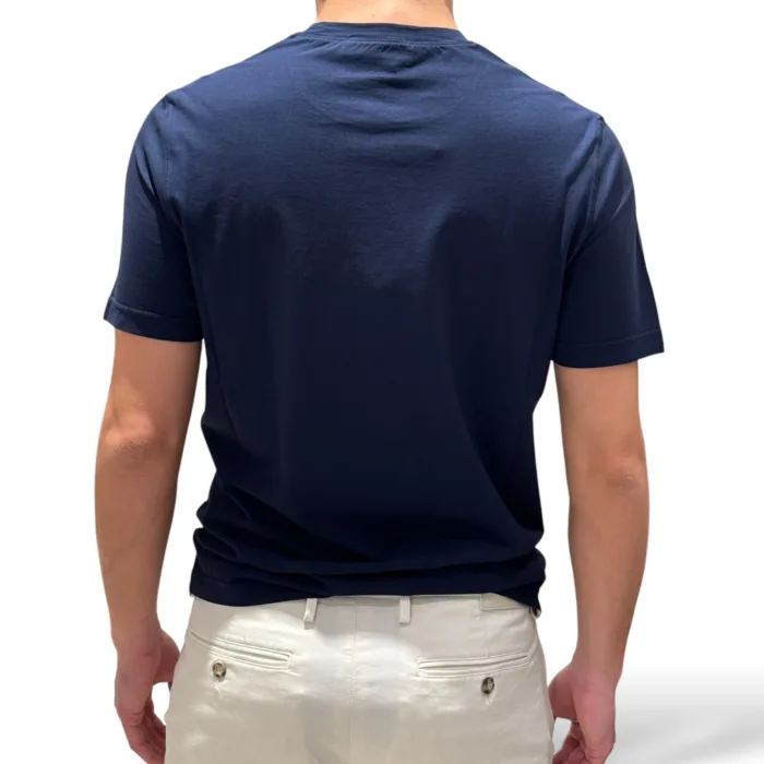 T-shirt in Crepe Cotton Liscio Filippo De Laurentiis Blu art. TSMC JCREPE U880, foto 3 di 3