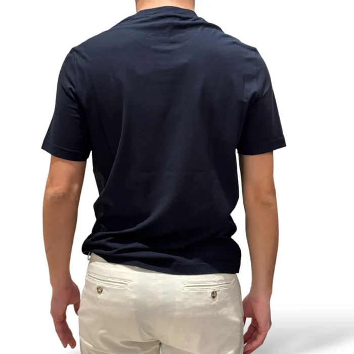 T-shirt in Crepe Cotton Liscio Filippo De Laurentiis Blu Notte art. TSMC JCREPE U890, foto 3 di 3