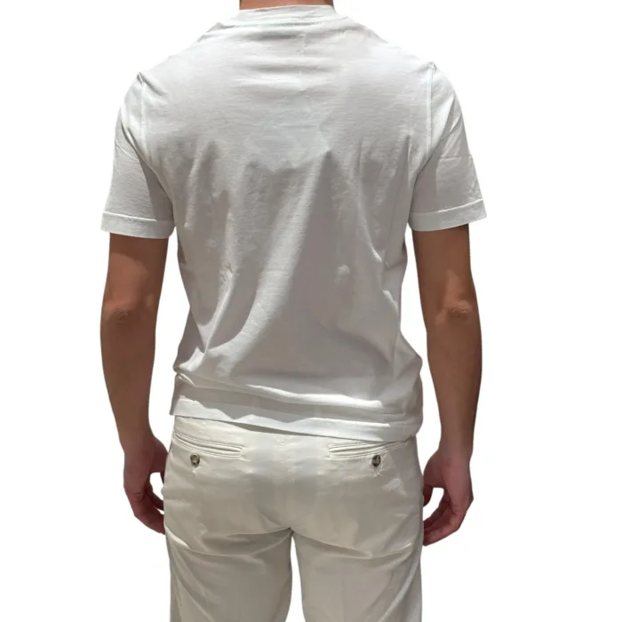 T-shirt in Crepe Cotton Liscio Filippo De Laurentiis Bianco Ottico art. TSMC JCREPE U001, foto 3 di 3