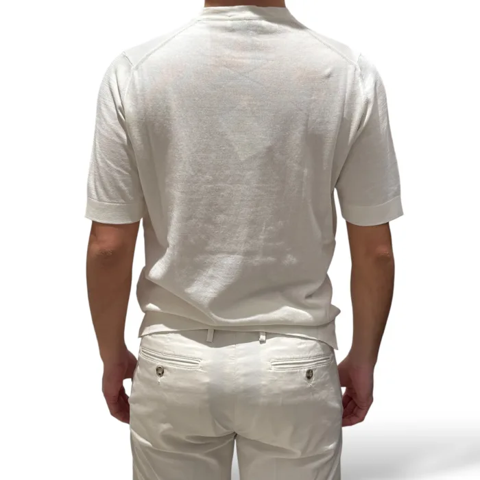 T-shirt in Crepe Cotton Filippo De Laurentiis Avorio art TS0MC CR14R 020, foto 3 di 3