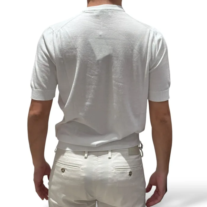 T-shirt con Elastico in Vita in Crepe Cotton Filippo De Laurentiis Bianco Ottico art GC1MC CR14R 001, foto 3 di 3