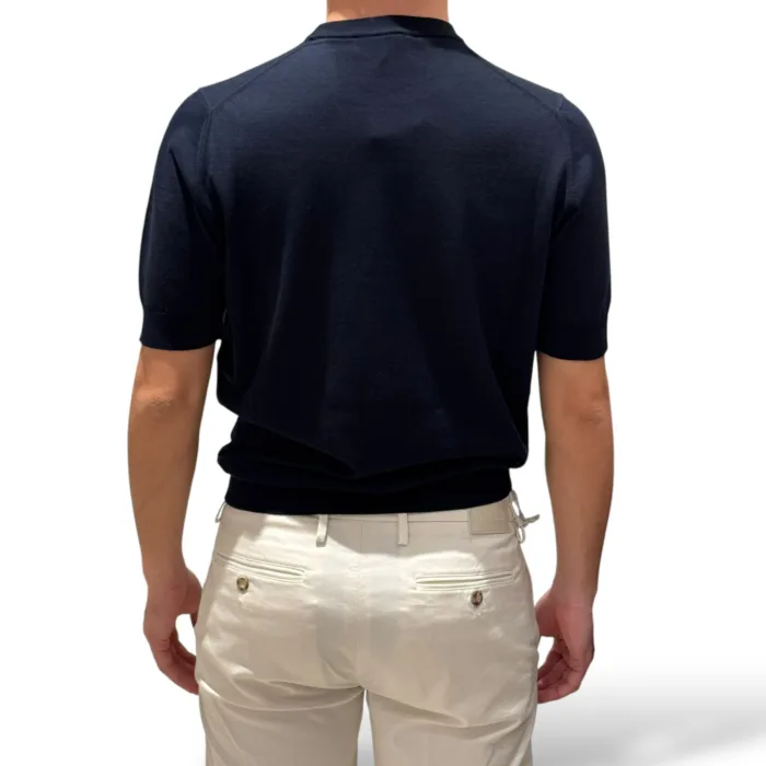 T-shirt con Elastico in Vita in Crepe Cotton Filippo De Laurentiis Blu notte art GC1MC CR14R 890, foto 3 di 3