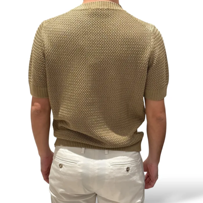 T-shirt in Cotone Tramato Filippo De Laurentiis Cammello art GC3MC CM7B 061, foto 3 di 3