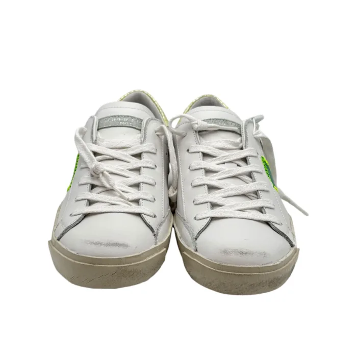 Sneakers Donna Philippe Model Paris Prsx In Pelle Bianca Spoiler Giallo Fluo art. PRLD VY11, foto 3 di 6