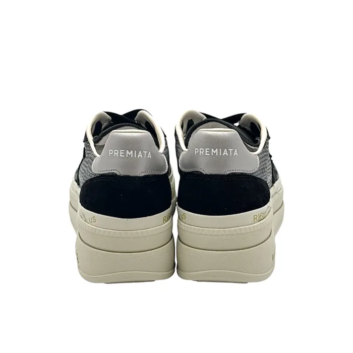 Sneakers Premiata Donna in Pelle Nera e Tela Traforata art. Micol 7445, foto 5 di 5