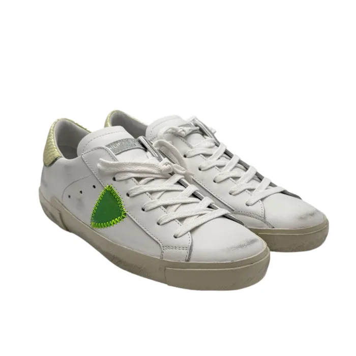 Sneakers Donna Philippe Model Paris Prsx In Pelle Bianca Spoiler Giallo Fluo art. PRLD VY11, foto 2 di 6