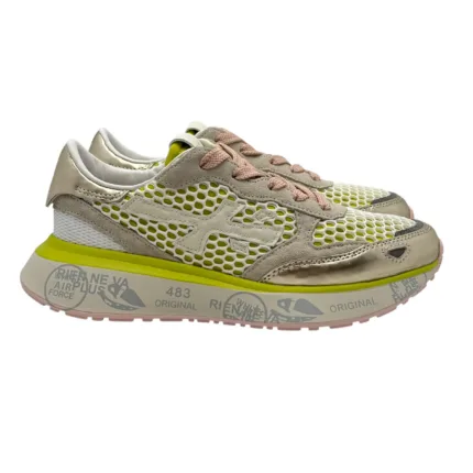 Sneakers Premiata Donna in Pelle Oro con Rete  art. Lauryn 7487