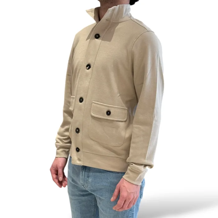 Cardigan Blouson in Cotone Filippo De Laurentiis Sabbia art BBMLT PIQDUB 030, foto 2 di 4