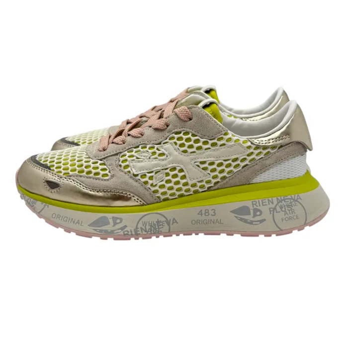 Sneakers Premiata Donna in Pelle Oro con Rete  art. Lauryn 7487, foto 4 di 5