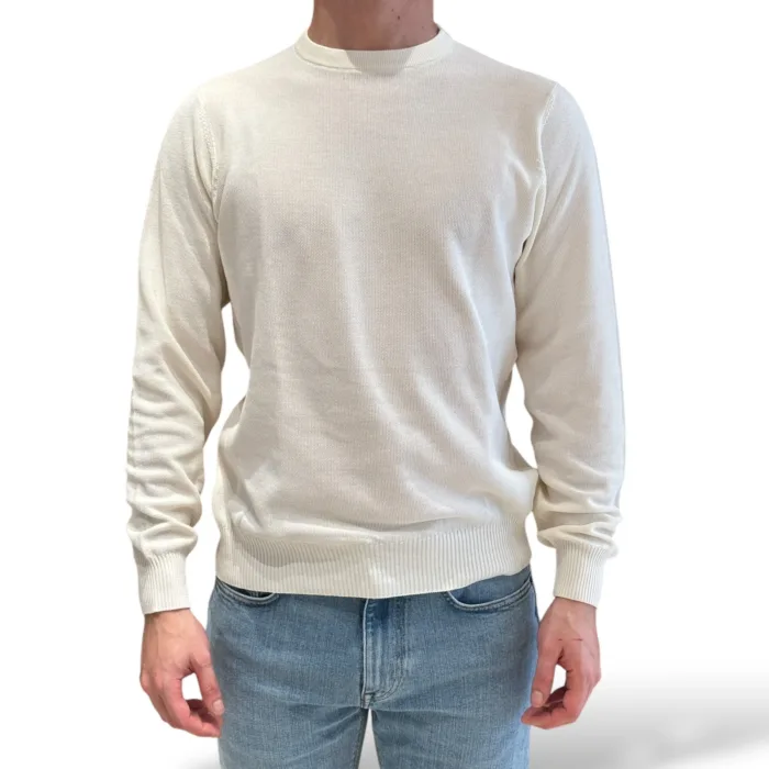 Maglione Girocollo in Cotone Chicco di Riso Filippo De Laurentiis Bianco art GC1ML CR12S 020, foto 1 di 4