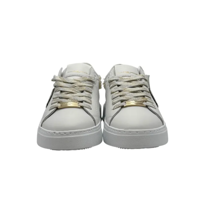 Sneakers Donna Philippe Model Temple In Pelle Bianca con Spoiler in Cotone Avorio cod. BTLD VDD2, foto 6 di 6