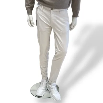 Pantaloni Re-Hash tessuto cotone misto lino, tasche a filo, color Panna cod. P249 2277 MUCHA