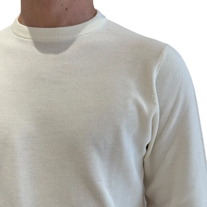 Maglione Girocollo in Cotone Chicco di Riso Filippo De Laurentiis Bianco art GC1ML CR12S 020, foto 4 di 4
