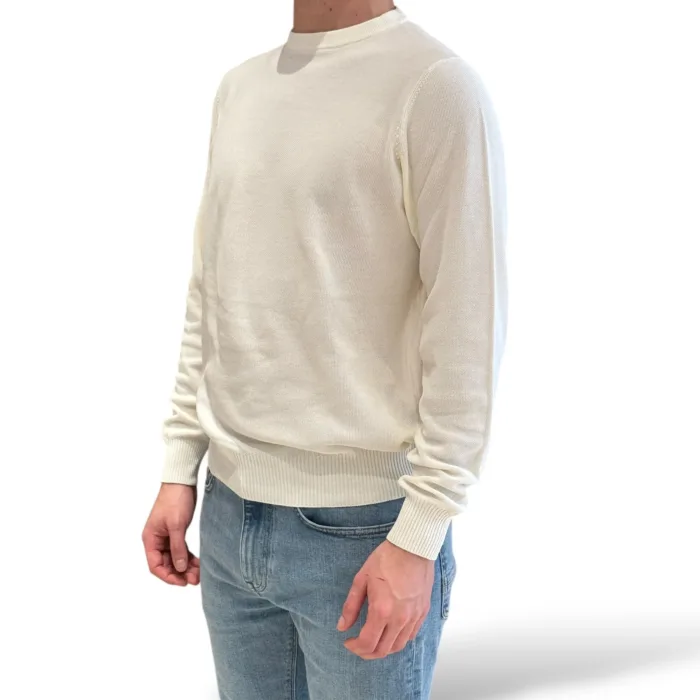 Maglione Girocollo in Cotone Chicco di Riso Filippo De Laurentiis Bianco art GC1ML CR12S 020, foto 2 di 4