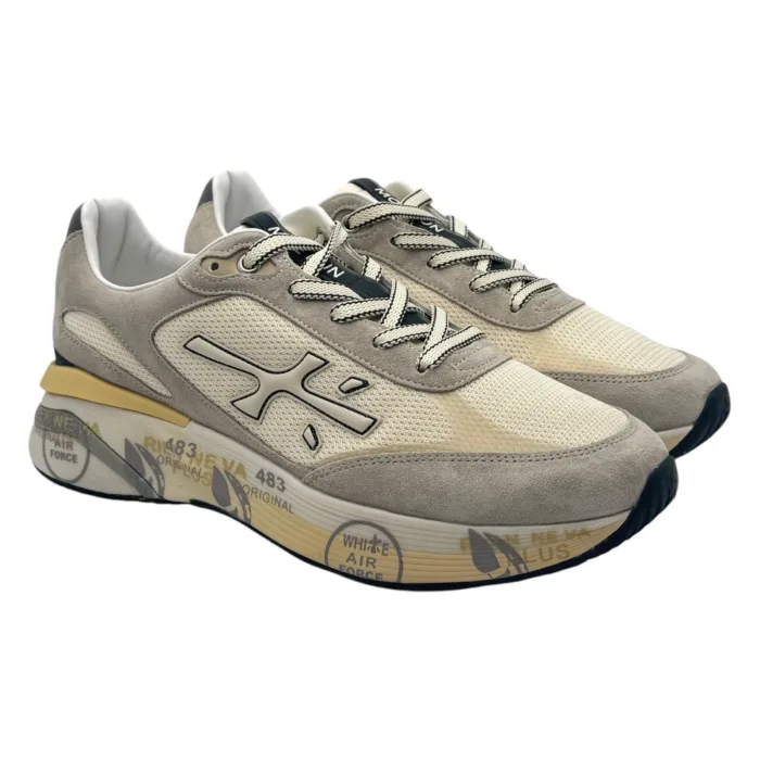 Sneakers Premiata Uomo In Camoscio e Rete Avorio art. Moerun 7298, foto 2 di 5