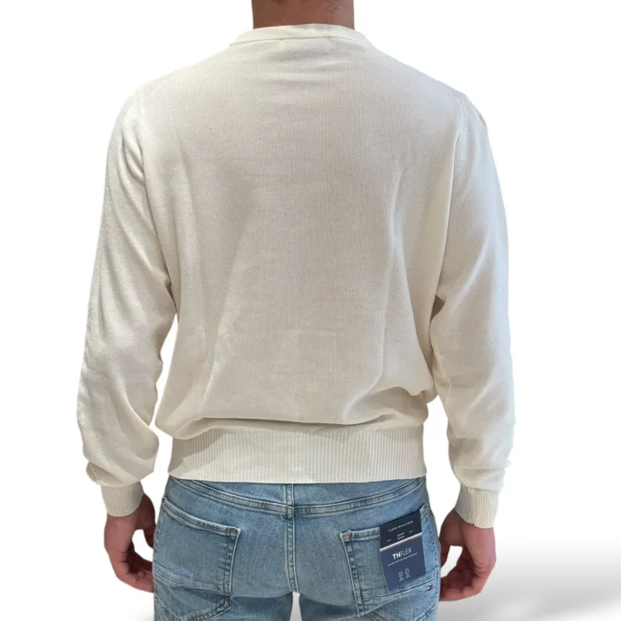 Maglione Girocollo in Cotone Chicco di Riso Filippo De Laurentiis Bianco art GC1ML CR12S 020, foto 3 di 4
