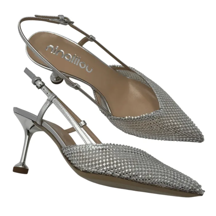 Slingback Ninalilou in Nappa Argeto con Glitter art. 351281C7, foto 2 di 6