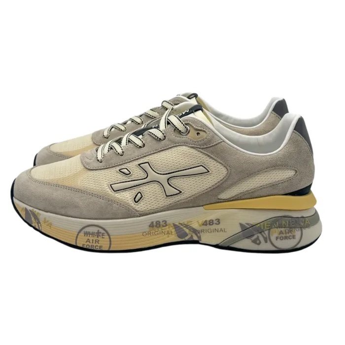 Sneakers Premiata Uomo In Camoscio e Rete Avorio art. Moerun 7298, foto 4 di 5