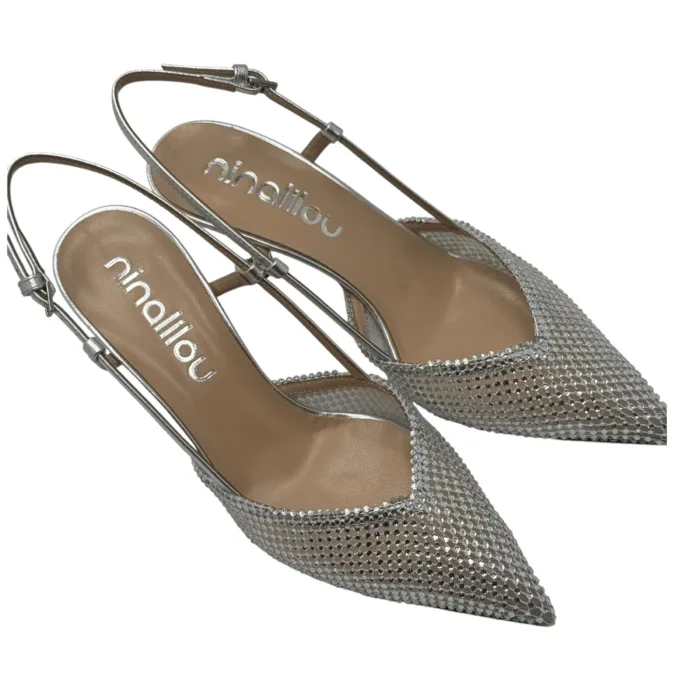 Slingback Ninalilou in Nappa Argeto con Glitter art. 351281C7, foto 5 di 6