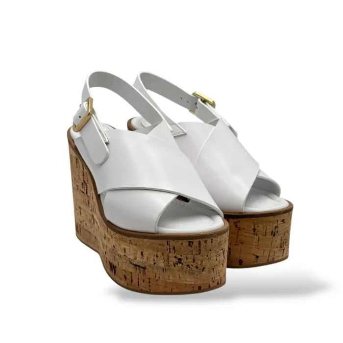 Sandali Paloma Barcelò in Pelle Bianca con zeppa 11cm Plateau 5cm art 263001 Begonia White, foto 2 di 6