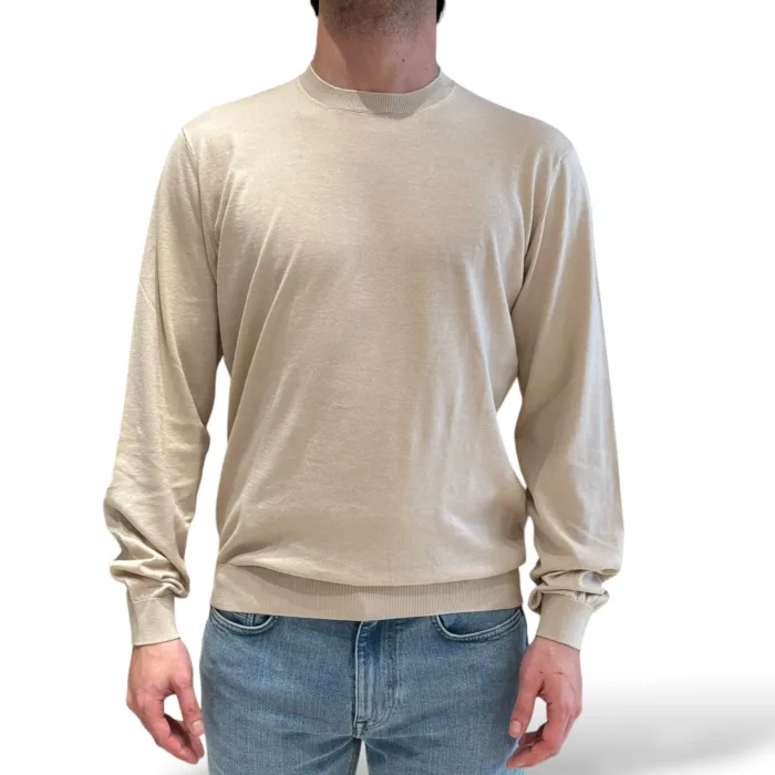Maglione Girocollo in Cotone Superlight Filippo De Laurentiis Sabbia art GC1ML SU18R 080, foto 1 di 4