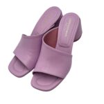 Sandalo Mules Sabot Lorenzo Mari in Pelle Malva Tacco 7 cm art. Fresia 08 - immagine 4