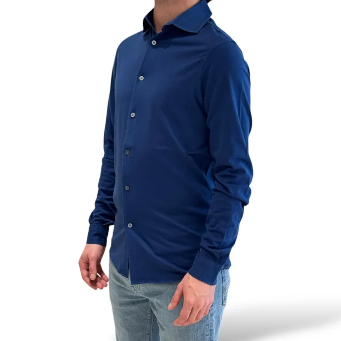 Camicia in Jersey Filippo De Laurentiis Blu Francia art CAMLBAS JERVIN V850, foto 2 di 3