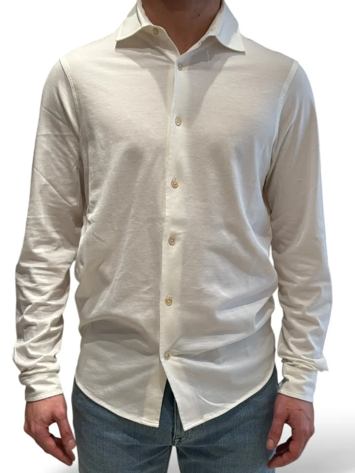 Camicia in Jersey Filippo De Laurentiis Avorio art CAMLBAS JERVIN U020, foto 1 di 3