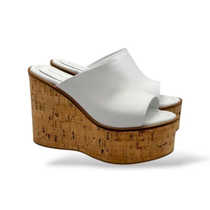 Sandali Paloma Barcelò in Pelle Bianca con zeppa 12cm Plateau 5,5cm art 263002 Aliaga White