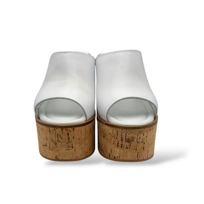 Sandali Paloma Barcelò in Pelle Bianca con zeppa 12cm Plateau 5,5cm art 263002 Aliaga White, foto 3 di 4