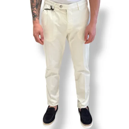Pantaloni con Elastico in vita e Tasca a Filo Michael Coal Panna in Misto Cotone e Lino art. Brad Plus One More Size