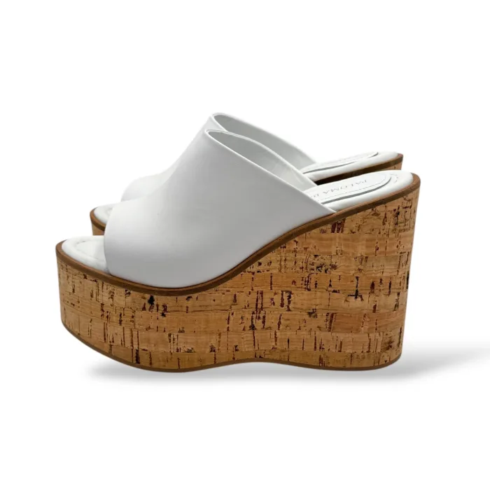 Sandali Paloma Barcelò in Pelle Bianca con zeppa 12cm Plateau 5,5cm art 263002 Aliaga White, foto 2 di 4