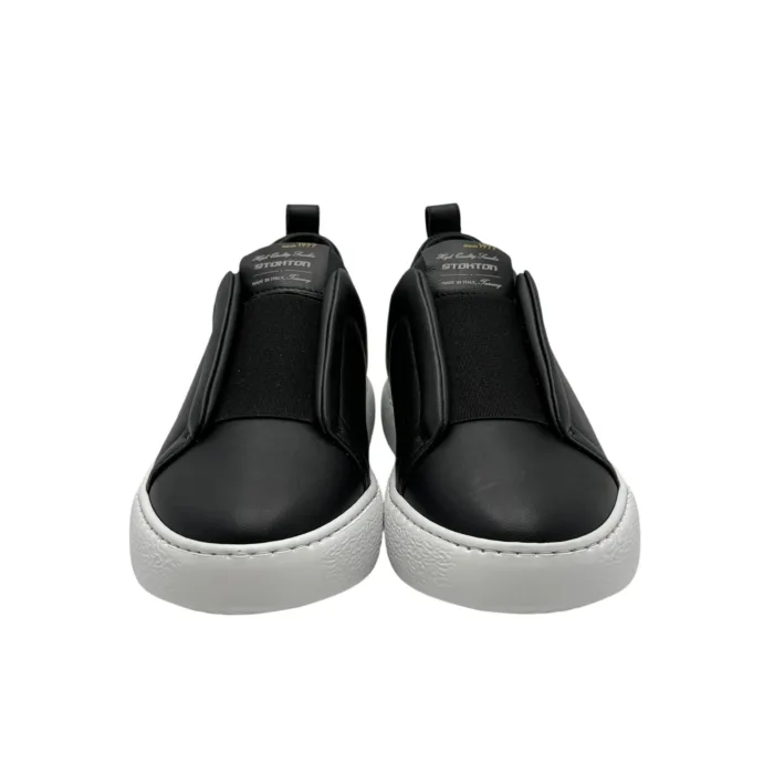 Sneakers Donna Stokton In Pelle Nera con Elastico art. 213-D, foto 3 di 5